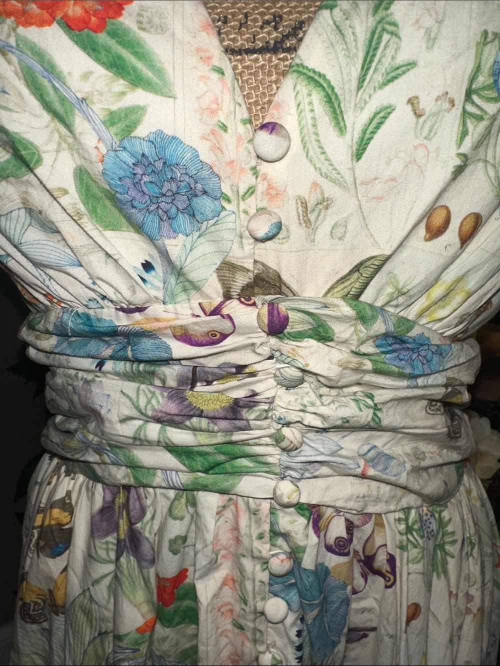 Anthropologie Katerina Button-Front Dress Floral Butterfly Print EUC small - Picture 3 of 16